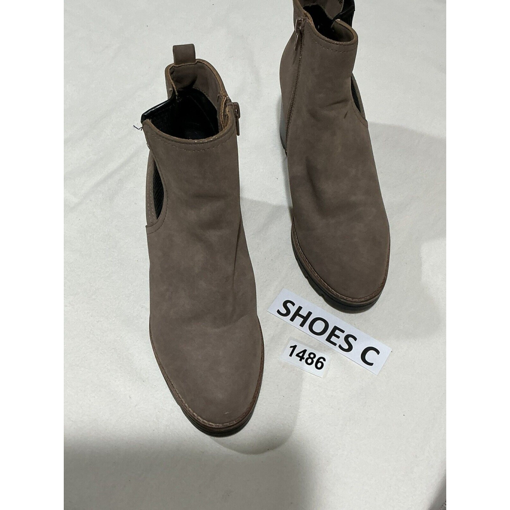 NATURALIZER MADALYNN GORE Ankle Bootie Boot Brown Tan size 8 block heel zip up